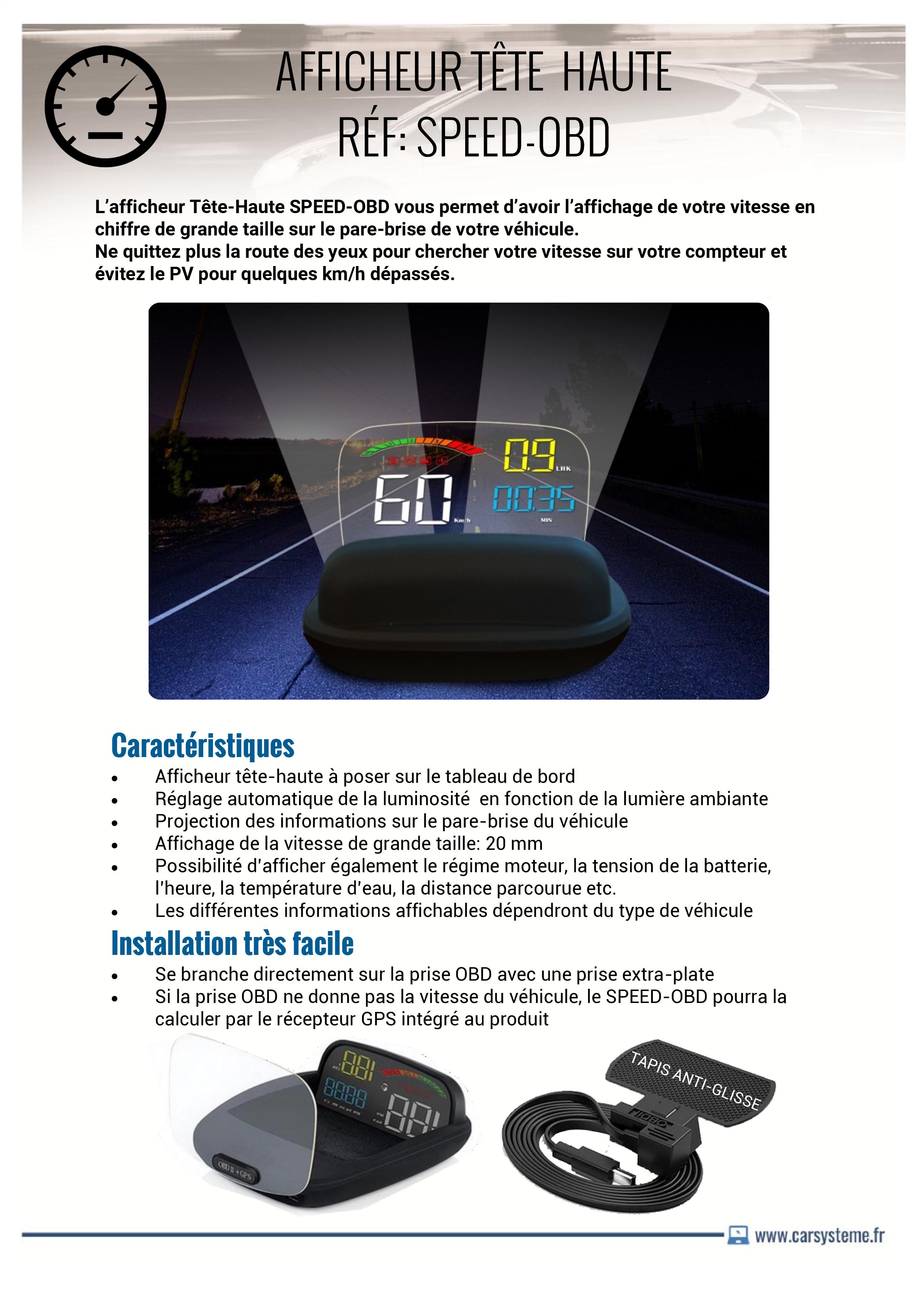 Affichage tête haute du HUD de voiture T800 Affichage de la vitesse GPS  Affichage d'altitude d'alarme de vitesse / tension