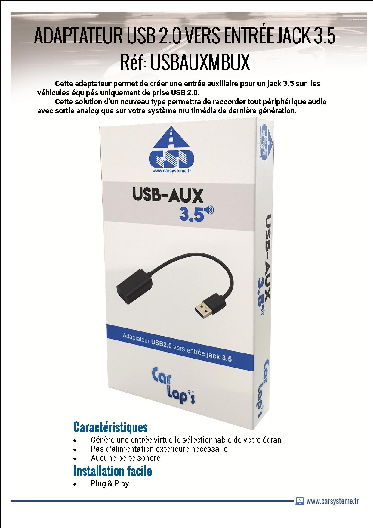  Véritable prise USB / entrée auxiliaire 84109237653
